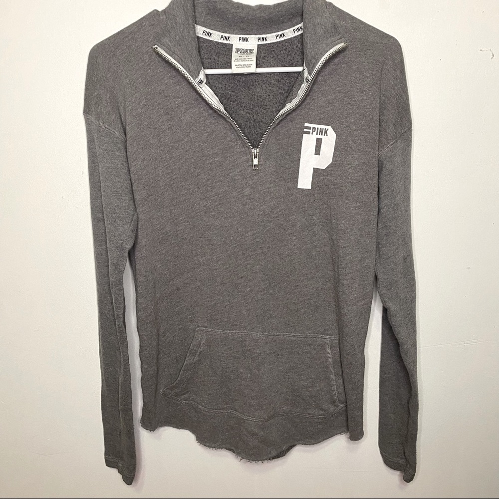 PINK Victoria’s Secret Grey Quarter Zip Sweater
